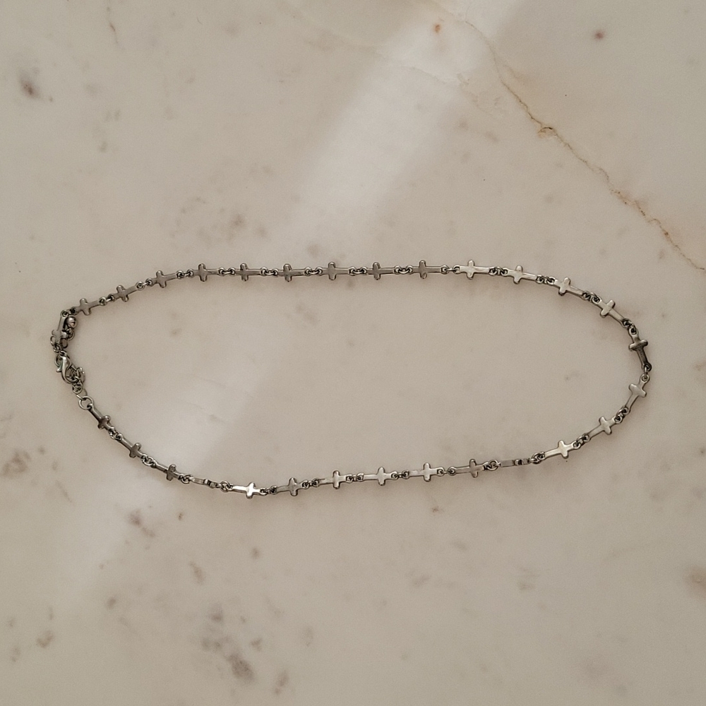 Silver Plated Short Cross Necklace
